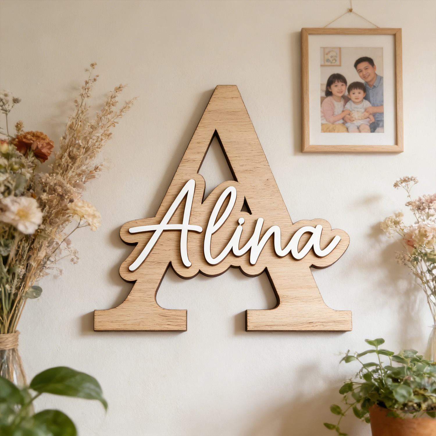 Wedding Souvenir - 1pc Wooden Plaque with Customizable Name