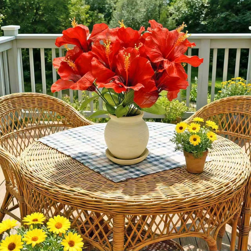 15 Flowers = 3 Bunches of Hibi - Centerpiece Vase Tall 评论和价格