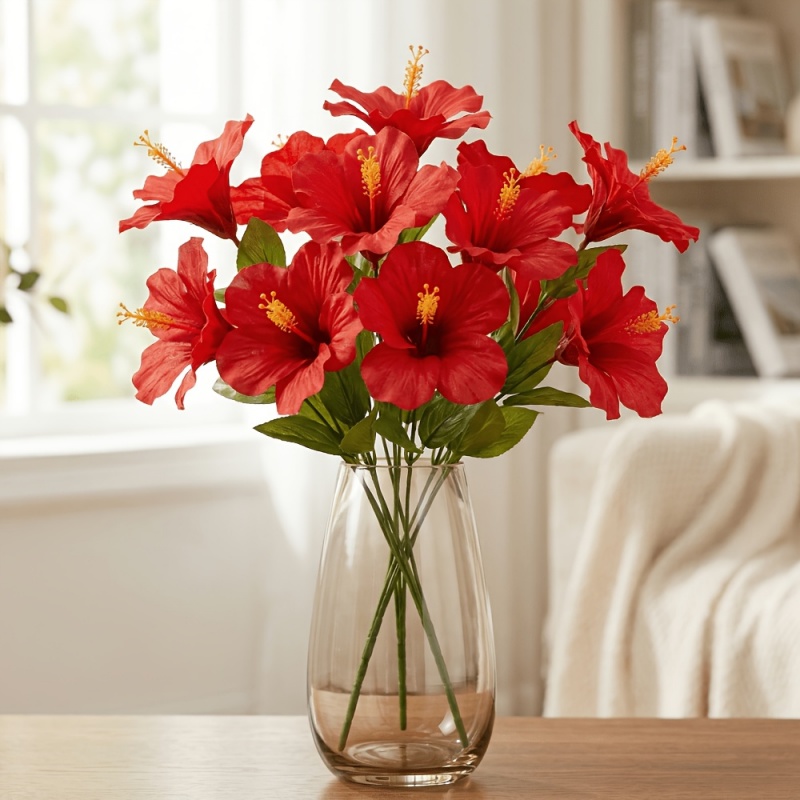 15 Flowers = 3 Bunches of Hibi - Centerpiece Vase Tall 评论和价格