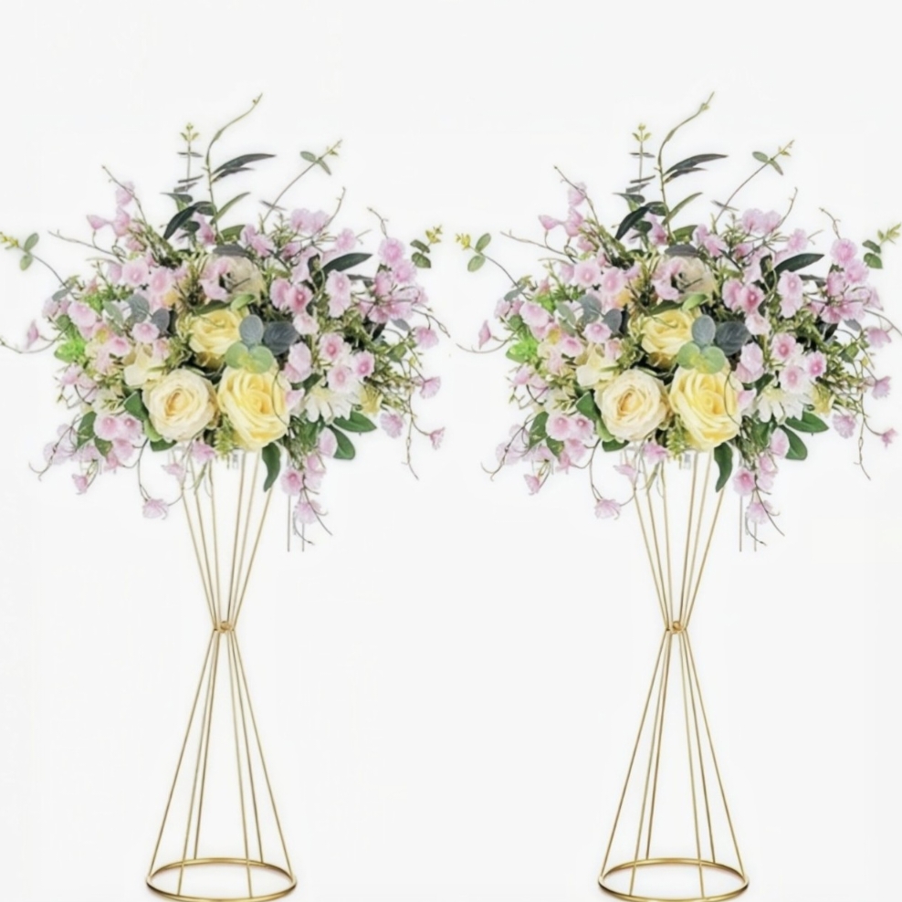 Gold Geometric Flower Stand Mo - Centerpiece Vase Tall 评论和价格
