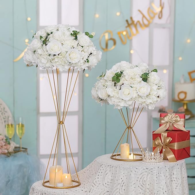 Gold Geometric Flower Stand Mo - Centerpiece Vase Tall 评论和价格