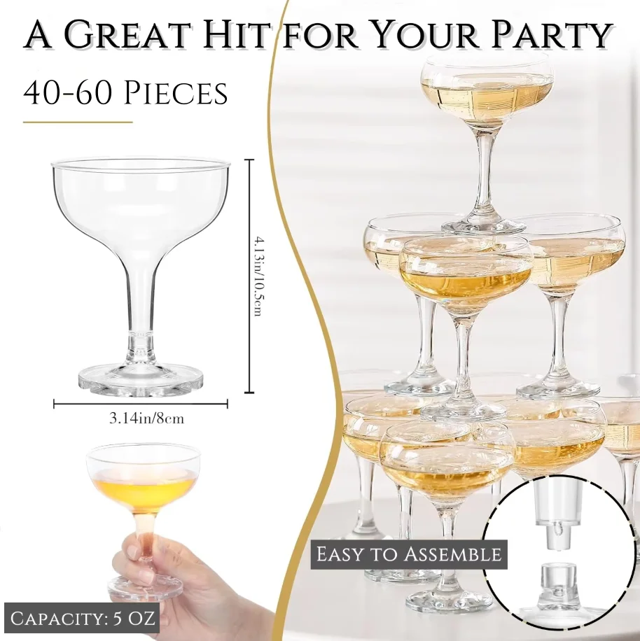 20-60PCS Acrylic Champagne Cou - Champagne Tower Set 评论和价格