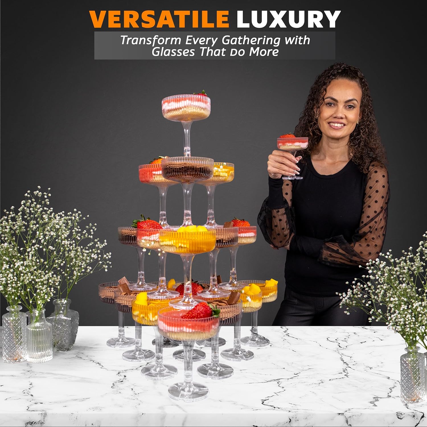 20-60PCS ACRYLIC Champagne Tow - Champagne Tower Set 评论和价格
