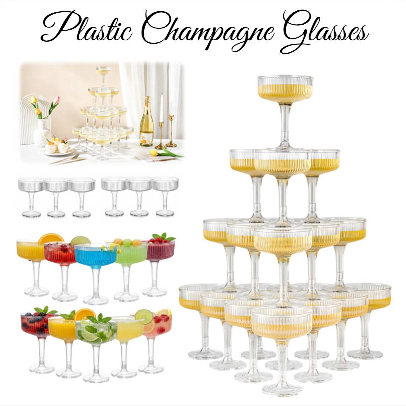 4-6Tier Plastic Champagne Towe - Champagne Tower Set 评论和价格