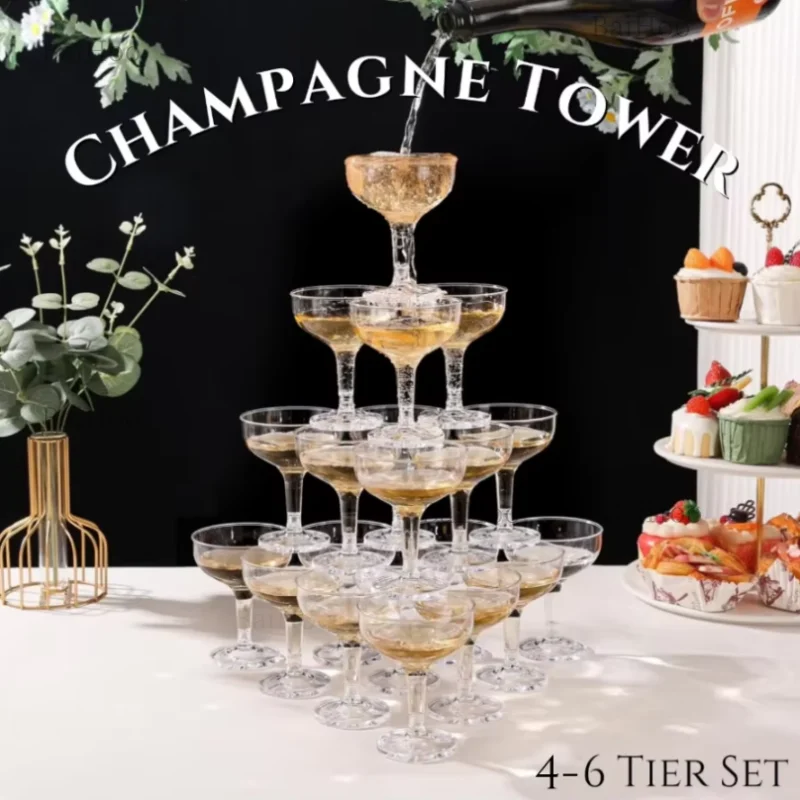 20-60PCS Acrylic Champagne Cou - Champagne Tower Set 评论和价格
