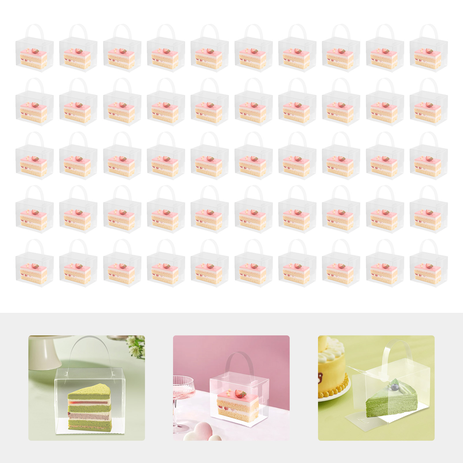 50 Pcs Clear Cake Boxes Set, P - Wedding Favor Box 评论和价格