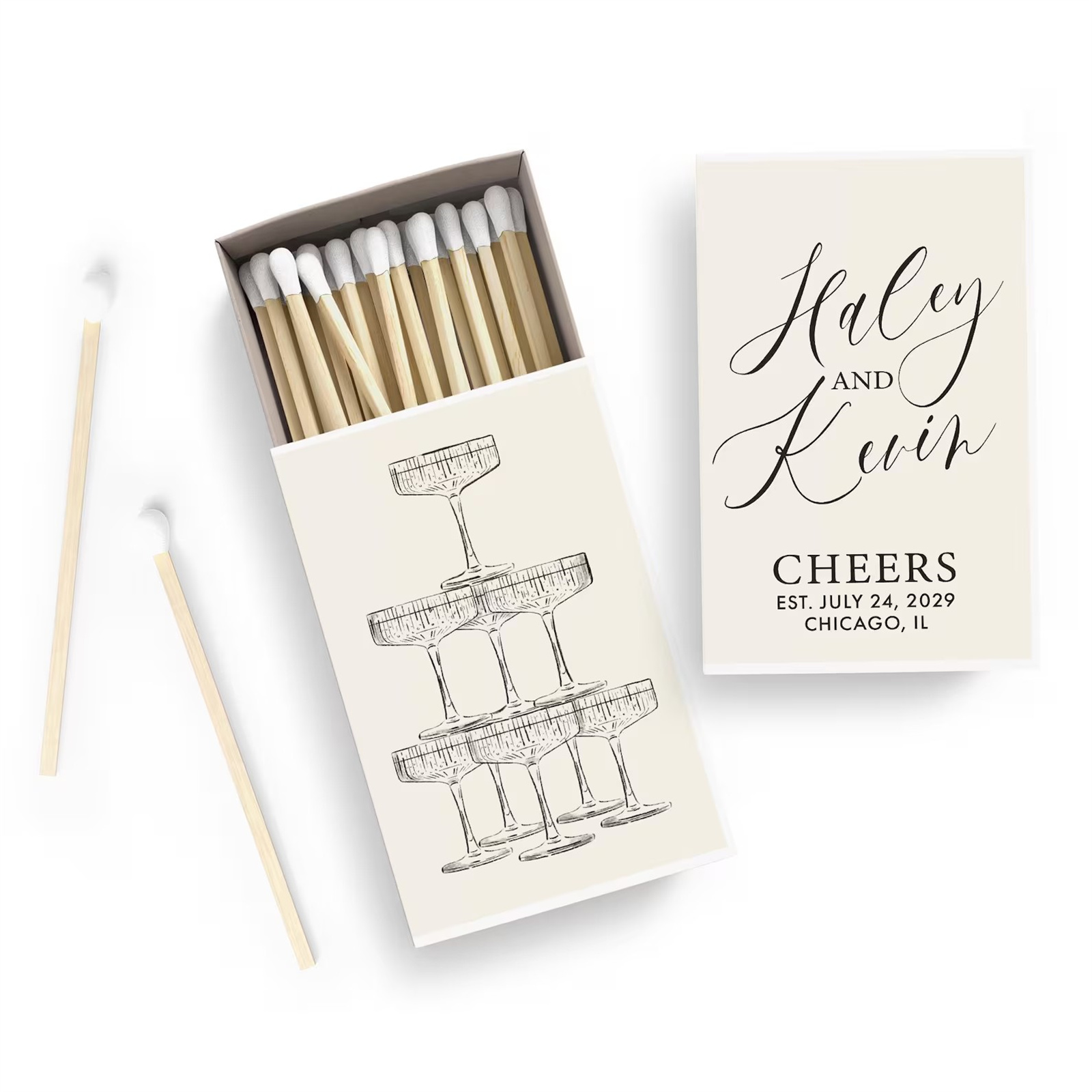 Personalized Matchboxes SET OF - Champagne Tower Set 评论和价格