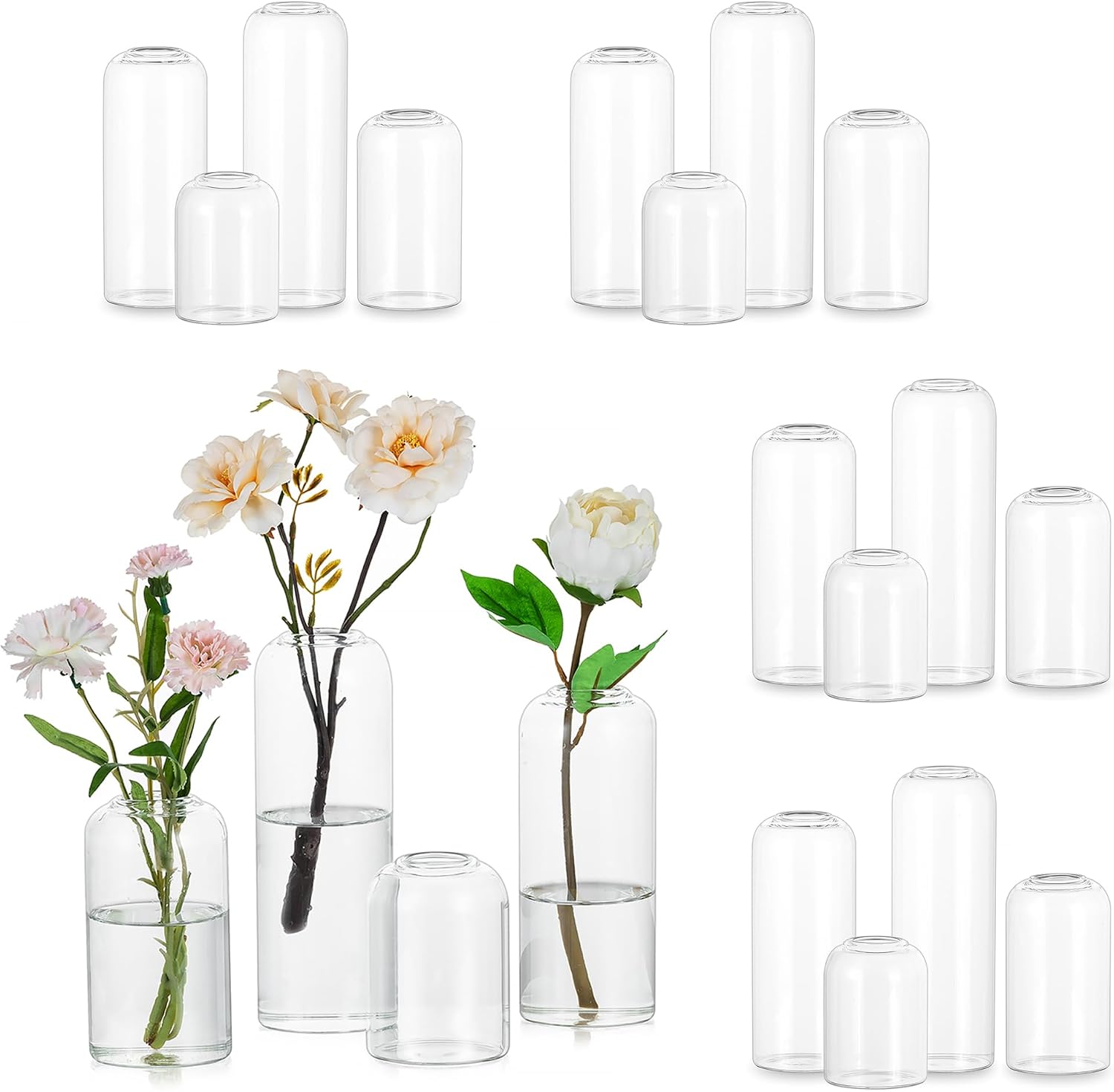 Hewory Glass Bud Vases for Flo - Centerpiece Vase Tall 评论和价格