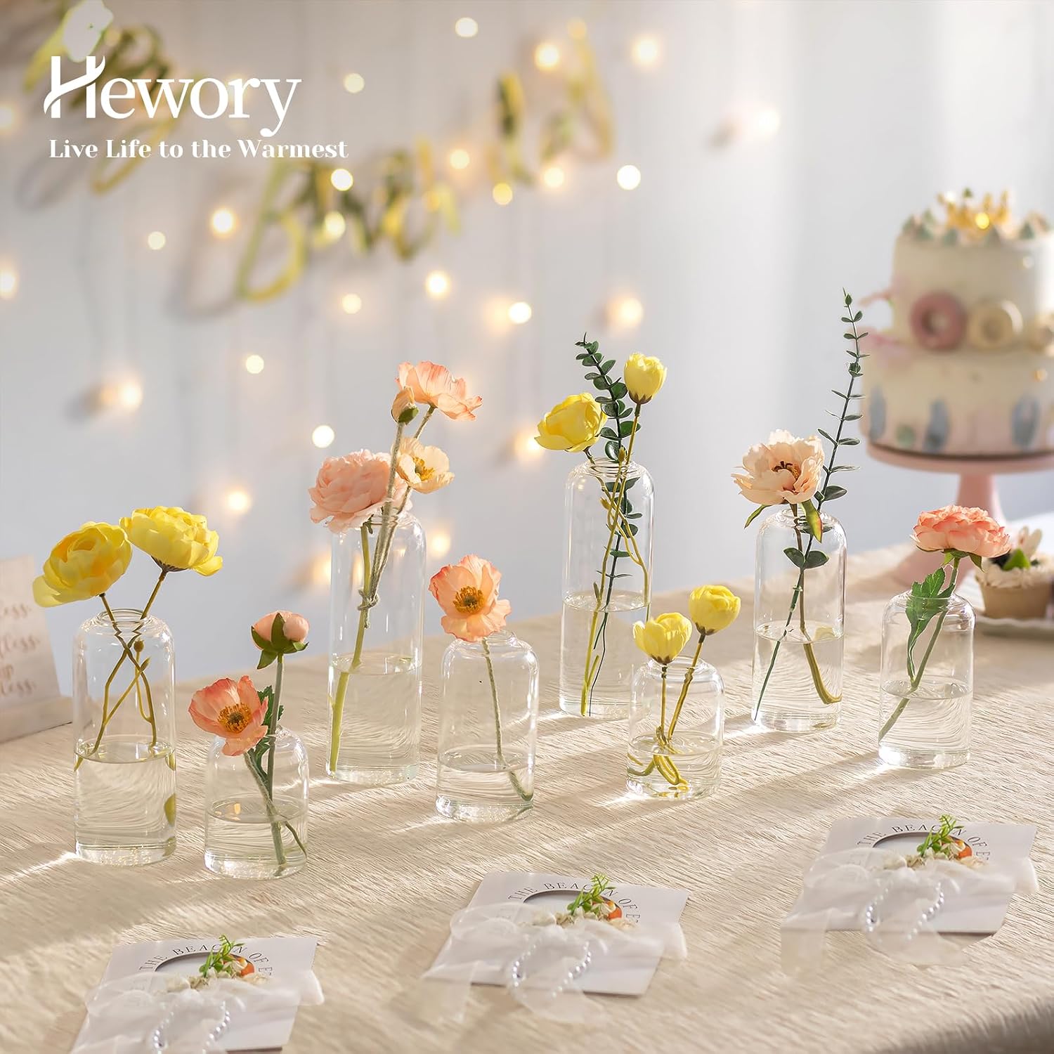 Hewory Glass Bud Vases for Flo - Centerpiece Vase Tall 评论和价格