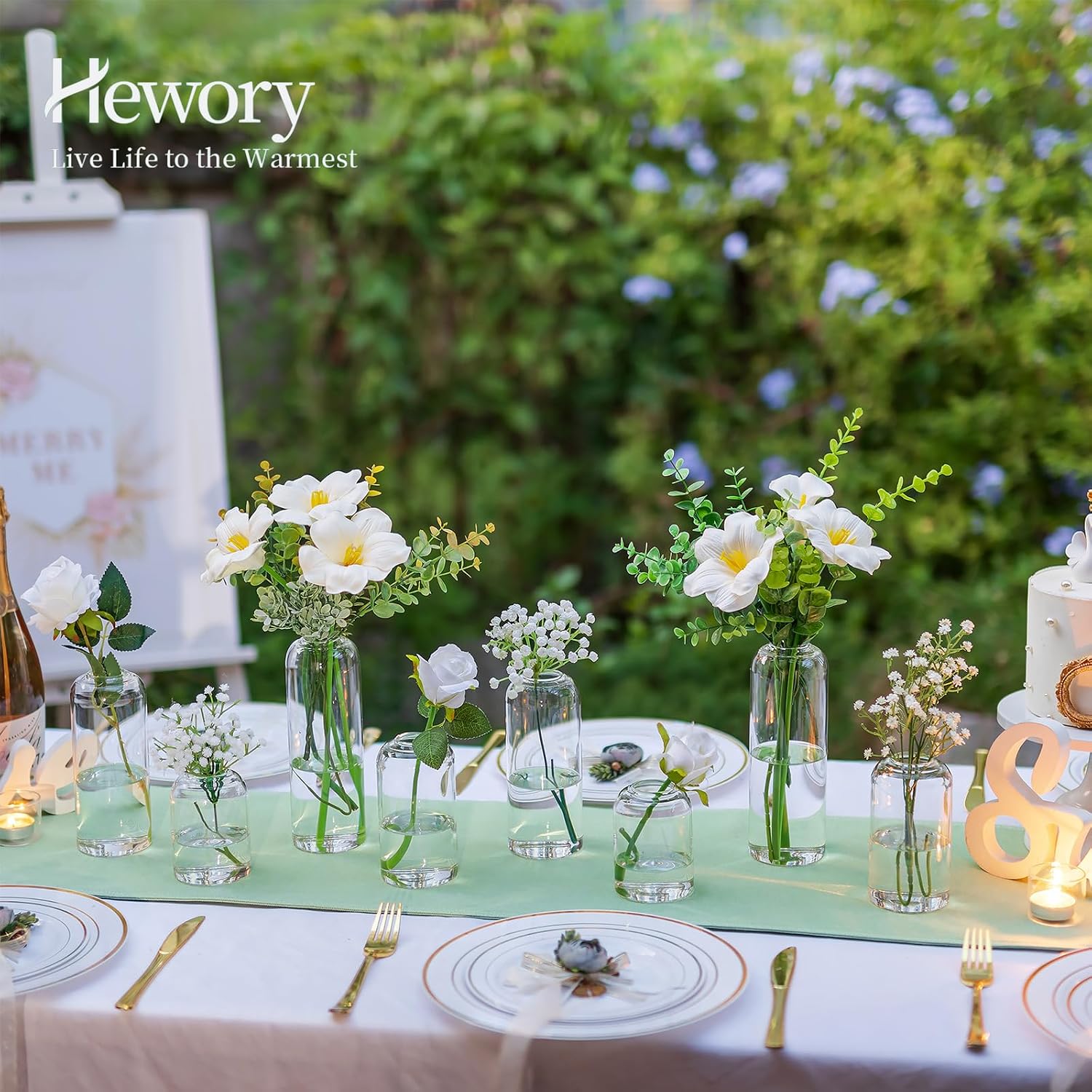 Hewory Glass Bud Vases for Flo - Centerpiece Vase Tall 评论和价格