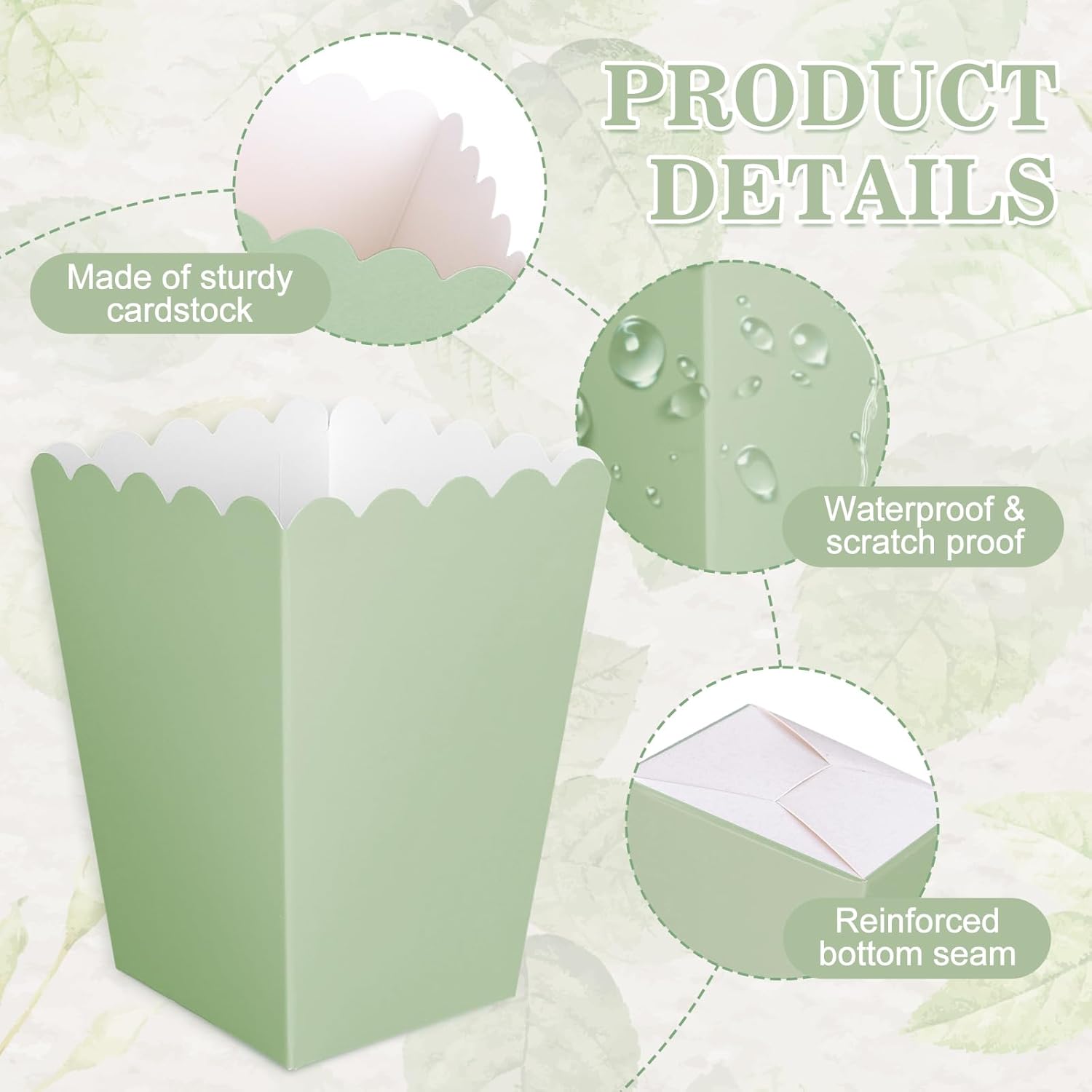 12 pcs  Sage Green Mini Popcor - Wedding Favor Box 评论和价格