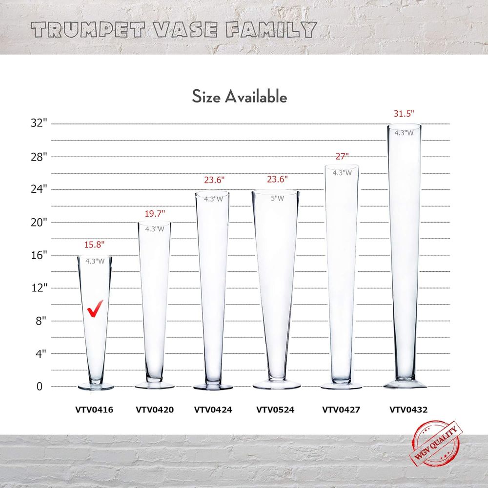 WGV Trumpet Glass Vase Bulk, O - Centerpiece Vase Tall 评论和价格