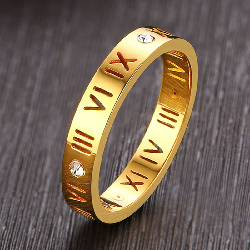 Hollow Roman Numeral Ring Stai - Wedding Z 评论和价格